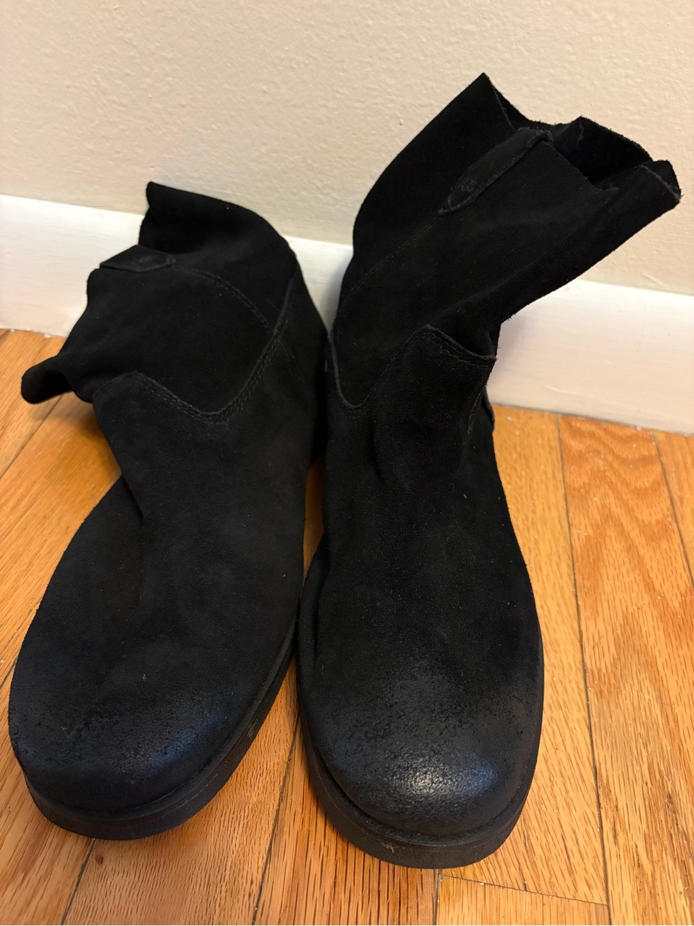 UGG Black Suede Slip-On Ankle Boots